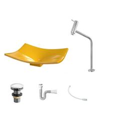 Kit Cuba F44 C/Torneira Link 1062 Metal + Válvula Click 1''G + Sifão Pvc + Flexível Amarelo