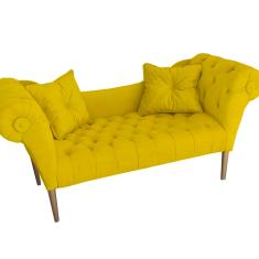 Namoradeira Recamier Sofá Decorativo 02 Lugares Dubai Amarelo - LM DECOR