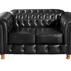 Namoradeira Sofá Chesterfield Com Capitonê Luís XV Preto