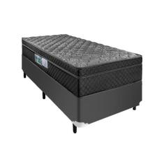 Cama Box Arezzo Black Solteiro Molas Ensacadas Cinza - Portobel