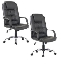 Kit 2 Cadeiras Giratórias Para Escritório Royal F03 Preto