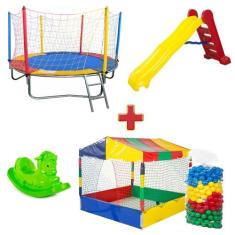 Cama Elástica Pula Pula 2,30m + Piscina de Bolinhas 1,50m + 500 Bolinh