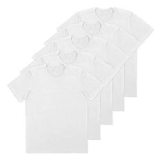 Kit 5 Camisetas Básicas Masculinas 100% Algodão - Branco/GG