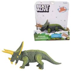 Boneco Beast Alive Feras Selvagens Tricerátops Com Luz E Som Candide Brinquedo Infantil
