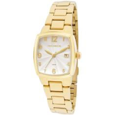 Relógio TECHNOS feminino quadrado dourado 2015CAF/4K