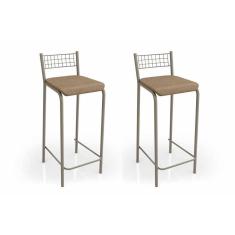 Banqueta Sala De Jantar Gênova 2b705nk Kit 2 Un Niquel-capuccino 31 - Kappesberg