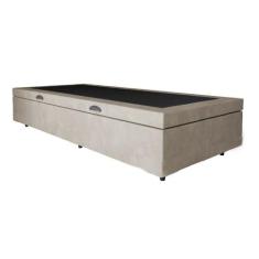 Base Box Bau Solteiro Premium Santo Box Suede 47x78x188, Bege