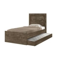 Cama Solteiro Cambel Luara com Auxiliar Castanho Wood, Marrom