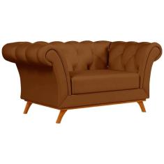 Sofá 150cm 2 Lugares Base Madeira Império C-262 Veludo Telha - Domi