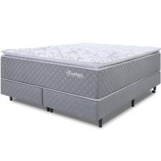 Cama Box com Colchão King Molas Ensacadas Pillow Top Premium Sleep Cinza 193x203cm BF Colchões