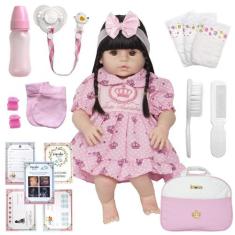 Boneca Reborn Bebê Real Corpo de Silicone Princesa Enxoval - Cegonha R