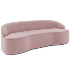 Sofá 4 Lugares Curvo Sala de Estar Living Lótus D02 Veludo Rosê 260 cm C-305 - Lyam