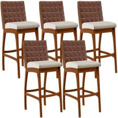 Kit 05 Banquetas Altas Sala De Jantar Fixa Mila L02 material sintético