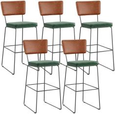 Kit 05 Banquetas Altas Sala Jantar Fixa Allana L02 material sintético 