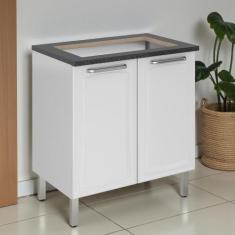 Balcão Cozinha em Aço 2 Portas 80cm para Cooktop 5 Bocas Dobradiças Sl