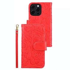 GSYH Capa carteira para iPhone 13 Mini/13/13 Pro/13 Pro Max, Capa flip protetora magnética de couro PU com compartimentos para cartão Kickstand proteção de câmera TPU à prova de choque, vermelha, 13pro 15,1 cm