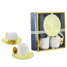 Kit Xícaras De Porcelana Café, Chá Com 90ml - Dourada - Wincy