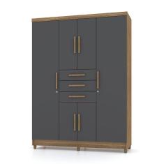 Guarda Roupa Solteiro 6 Portas e 3 Gavetas Imperial Nature/Alasca - Pallazio