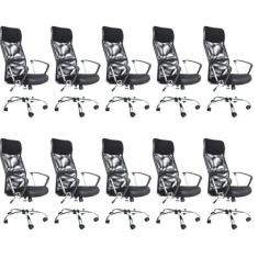 Kit 10 Cadeiras de Escritorio Presidente Comfort Preto