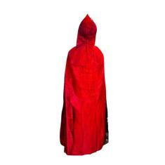 Fantasia Capa Drácula Com Capuz Longa Vermelha Cosplay 1.30m - Genéric