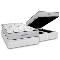 Conjunto Box Baú King Colchão Espuma Ortobom D45 Highfoam + Base Crc Courano White (186x198)