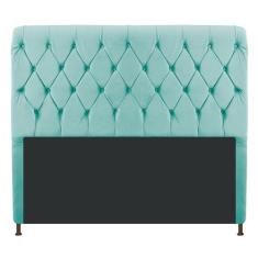 Cabeceira Estofada Cristal 160 cm Queen Size Com Capitonê Suede Azul C