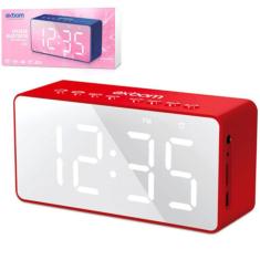 Caixa De Som Com Bluetooth E Relogio Despertador Multimidia Com Visor Espelho Exbom - Cs-Mt6bt