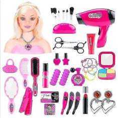 Repelentes de insetos domésticos boneca penteado vestir menina maquiagem brinquedo conjunto 48pcs style1