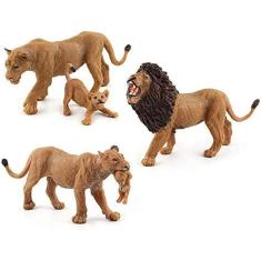 Boneco de ação simulado de animais selvagens modelo realista de animais de safári para coleção científica educacional (família Lions)