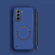 Capa de telefone magnética sem moldura para PC rígido para Samsung Galaxy S23 S22 S21 S20 FE S10 NOTA 20 Ultra 10 Plus Capa fina fosca, azul escuro, para s21 plus