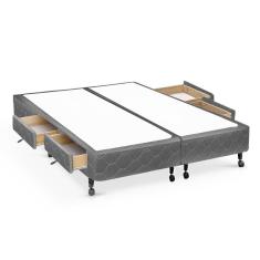 Cama Box Base c/Gavetas King Poli Tecido Gray (193x27-c/4 Gavs) - Castor
