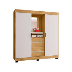 Guarda-roupa Casal com Espelho 2 Portas de Correr 4 Gavetas Araplac Si