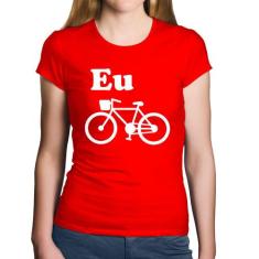 Baby Look Algodão Eu Amo Bicicleta - Foca na Moda, Vermelho, GG