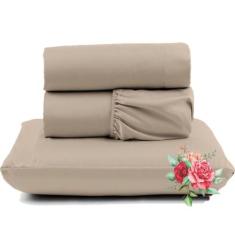 Jogo Lençol Dia A Dia Percal Solteiro 3 Peças Barato - Avelã - Casa Sh