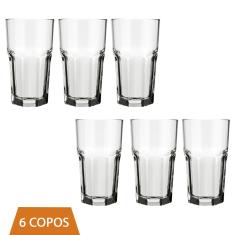 Conjunto 6 Copo Bristol Transparente 340ml Vidro Drinks