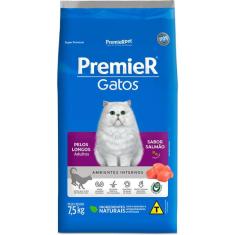 Ração Premier Pet Gatos Ambientes Internos Pelos Longos Adultos Salmão - 7,5 Kg