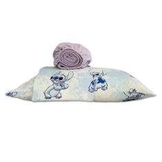 Jogo de Cama 100% Algodão Solteiro Estampado Stitch 1,40 m x 2,10 m Com 3 peças