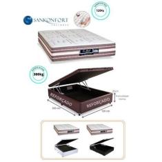 Conjunto Cama Box Baú Casal Medida Especial Viúva + Colchão Sankonfort