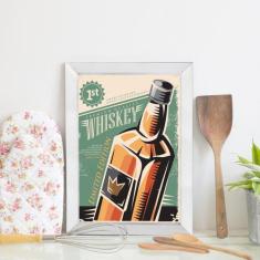 Quadro Bebida Vintage Whisky 22x32cm Moldura Branca - Quartinhos