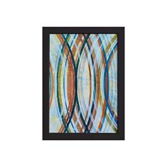 Quadro Abstrato Geométrico Círculos Moldura Preta 33x43cm