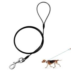 Mi Metty Coleira para cães à prova de mastigação, cabo de metal de 1,8 m, coleira resistente feita de corda de arame revestida, resistente à mastigação, ótima para cães grandes e filhotes de dentição