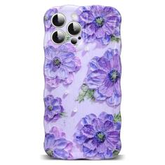 TOKVANZ Capa projetada para iPhone 11 Pro Max de 6,5 polegadas, estampa de flores com pintura a óleo retrô, linda ondulada, ondulada, capa protetora de TPU macio à prova de choque para meninas e
