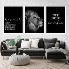 Kit 3 Quadros Decorativos Somos Amor Leão 34x23Cm - Quadros On-Line