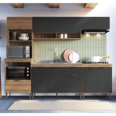 Cozinha Completa 5 Peças com Torre para 2 Fornos e Espaço para Cooktop Veneza Mel/grafite