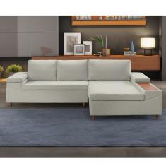 Sofá 3 Lugares Com Chaise Clássico Estofart Bege