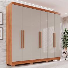 Guarda-Roupa Casal 6 Portas 2 Gavetas França Cinamomo/Off-White