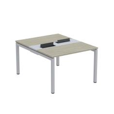 Mesa Plataforma Dupla com Pé de Aço para Coworking 120X140/2P PDC12/14/2P Nogueira Casablanca/Cinza