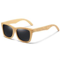Oculos de Sol Masculino Estilo Madeira Bamboo EZREAL com Proteção uv400 Polarizados 3832 (C3)