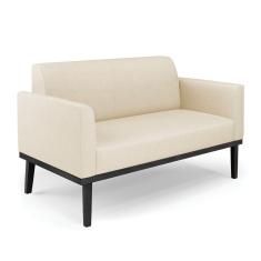 Sofá Namoradeira Base De Madeira Fixa Preto Marisa Linho D03 - D`Rossi A19 Bege