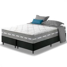 Cama Box King Preto + Colchão Molas Ensacadas Miami 193x203x59cm - Zid